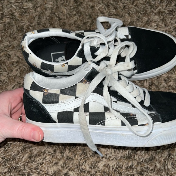 Vans Low Top Checkered W Bees Sneakers Size 5.5 - Picture 9 of 9